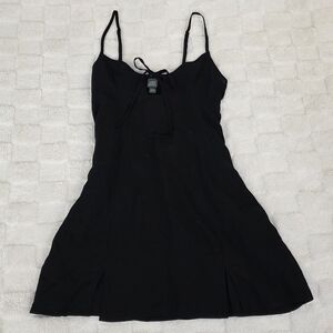 Wild Fable Black Mini Dress w/ Front Slits + Pockets Size Small BNWT